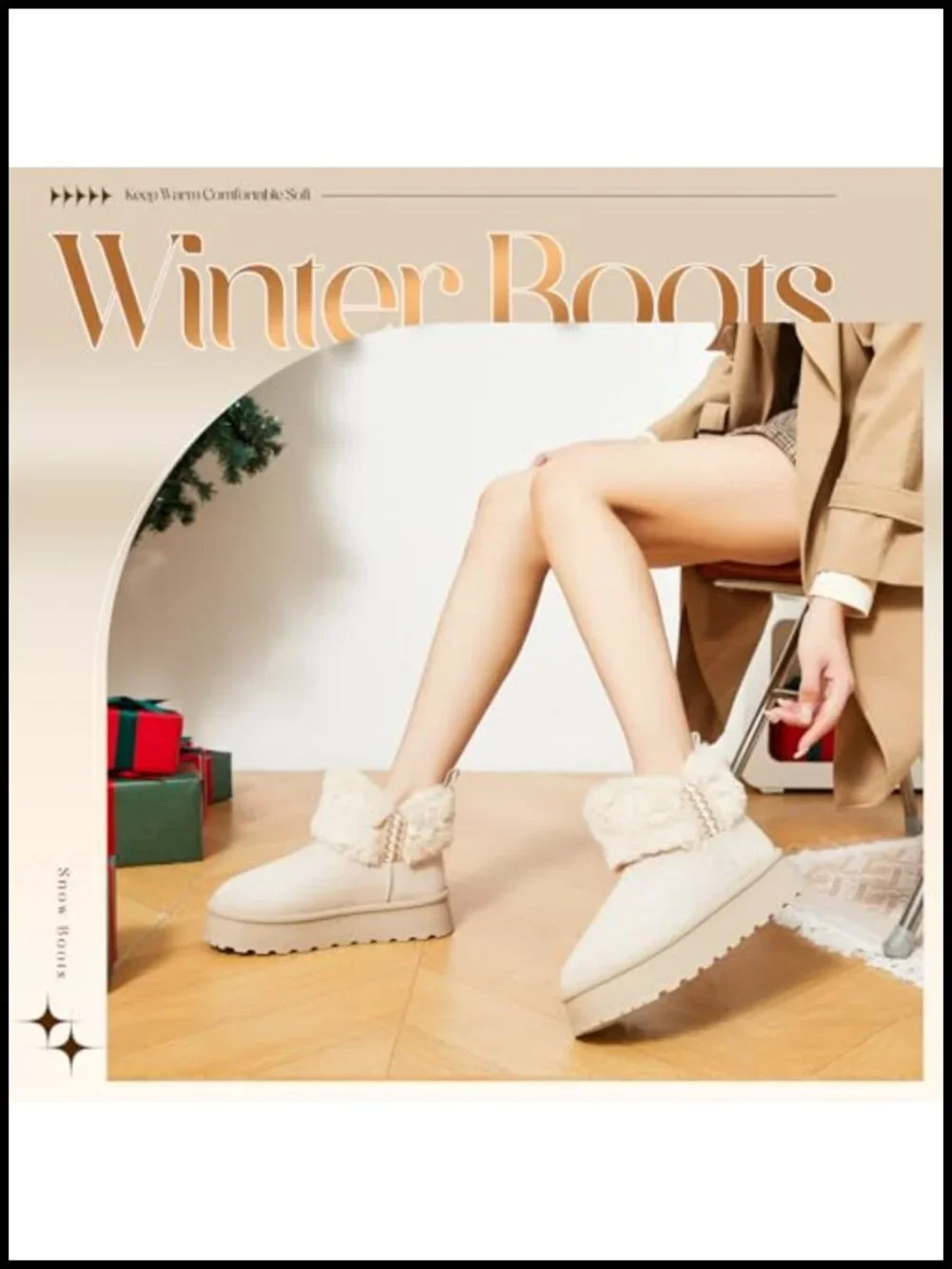 Womens Winter Boots Fur Snow Boots Ankle Booties Fuzzy Warm Platform Short